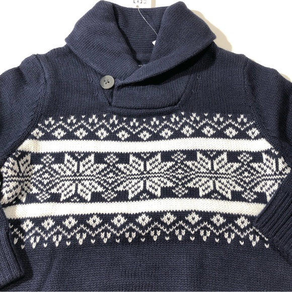 Toddler Boys Christmas Fairisle Shawl Neck Sweater - Tidal NEW - Picture 2 of 3
